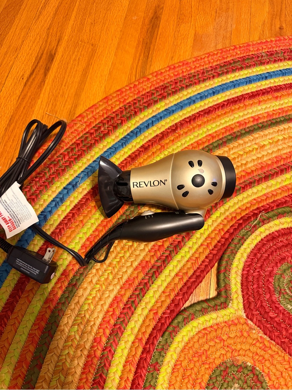 Revlon Gold and Black Foldable Travel Hair Dryer